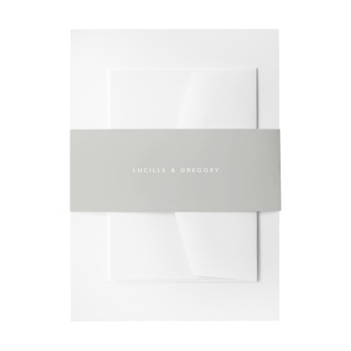 Modern Light Grey Editorial All Caps Wedding Invitation Belly Band