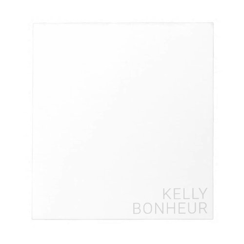 Modern Light Grey Name On White Notepad