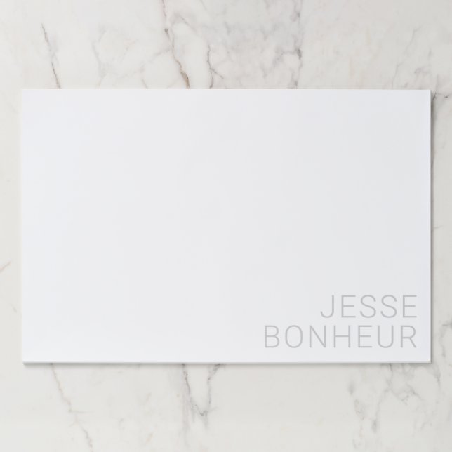 Modern Light Grey Name On White Paper Pad (Front)