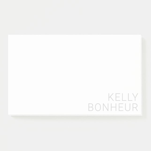 Modern Light Grey Name On White Post-it Notes (Front)