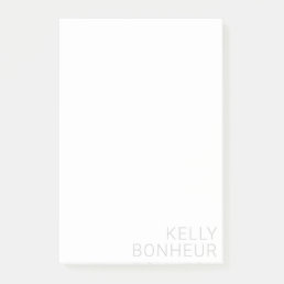 Modern Light Grey Name On White Post-it Notes
