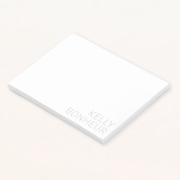 Modern Light Grey Name On White Post-it Notes