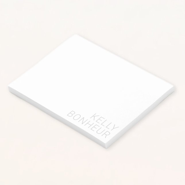 Modern Light Grey Name On White Post-it Notes (Creator Uploaded)