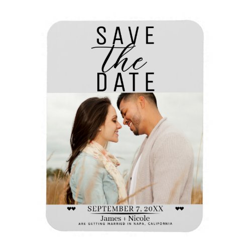 Modern Light Grey Save the Date Wedding Photo Magnet