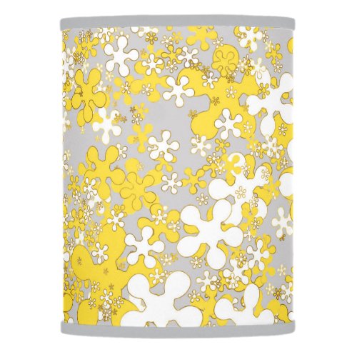 Modern light grey white mustard yellow flower l lamp shade