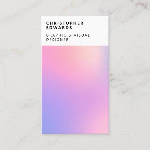 Modern light holographic gradient white abstract business card