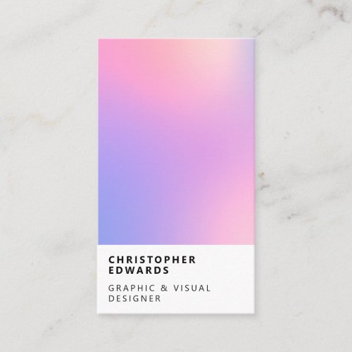 Modern light holographic gradient white minimalist business card