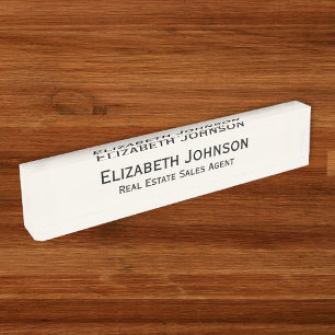 Modern Light Ivory Professional Business Executive Desk Name Plate
