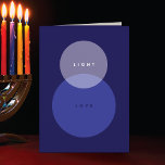 Modern Light & Love Blue Folded Hanukkah  Holiday Card<br><div class="desc">Share the spirit of the season with a modern Hanukkah card featuring intersecting circles that form an “eight” — a symbolic nod to the eight days of Hanukkah. Clean, minimalist design meets heartfelt holiday wishes. Celebrate the Festival of Lights with this Modern Light & Love Blue Folded Hanukkah Holiday Card...</div>