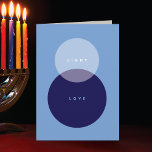 Modern Light & Love Blue & Navy Folded Hanukkah  Holiday Card<br><div class="desc">Share the spirit of the season with a modern Hanukkah card featuring intersecting circles that form an “eight” — a symbolic nod to the eight days of Hanukkah. Clean, minimalist design meets heartfelt holiday wishes. Celebrate the Festival of Lights with this Modern Light & Love Blue & Navy Folded Hanukkah...</div>