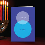 Modern Light & Love Blue on Blue Folded Hanukkah  Holiday Card<br><div class="desc">Share the spirit of the season with a modern Hanukkah card featuring intersecting circles that form an “eight” — a symbolic nod to the eight days of Hanukkah. Clean, minimalist design meets heartfelt holiday wishes. Celebrate the Festival of Lights with this Modern Light & Love Blue on Blue Folded Hanukkah...</div>