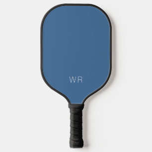 Modern Light Navy Blue Monogram Initials Pickleball Paddle