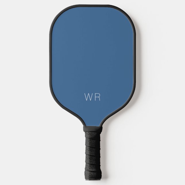 Modern Light Navy Blue Monogram Initials Pickleball Paddle (Front)