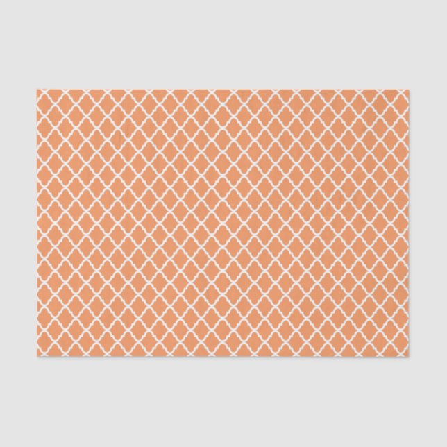 Modern Light Orange Moroccan Quatrefoil Pattern Tissue Paper (Front)