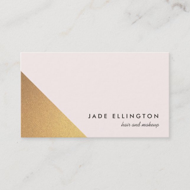 Modern Light Pink and Gold Geometric Beauty Business Card (Front)