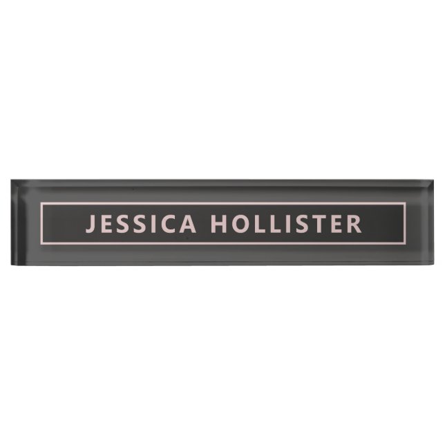 Modern Light Pink And Greys Desk Name Plate (Front)