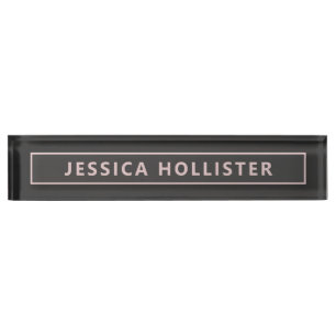 Modern Light Pink And Greys v2 Desk Name Plate