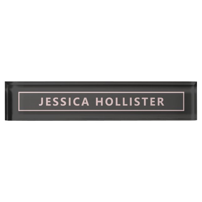 Modern Light Pink And Greys v2 Desk Name Plate (Front)