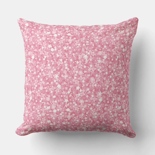 Modern Light Pink And White Glitter Throw Pillow (Front)