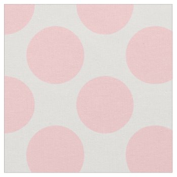 Modern Light Pink And White Large Polka Dots Fabric by cardeddesigns at Zazzle