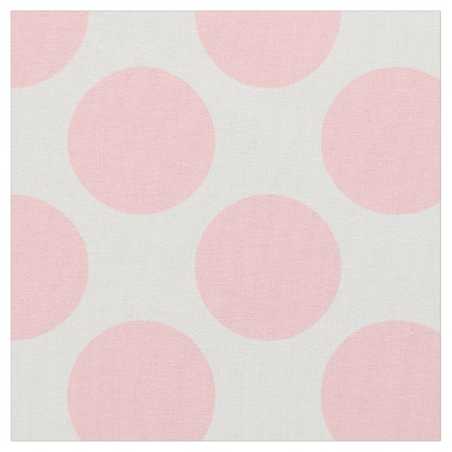 Modern Light Pink and White Large Polka Dots Fabric (Close Up)