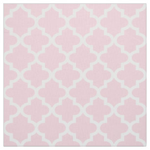 Modern Light Pink and White Quatrefoil Pattern Fabric