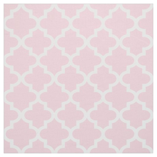 Modern Light Pink and White Quatrefoil Pattern Fabric