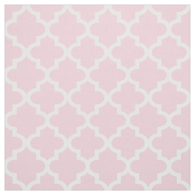 Modern Light Pink and White Quatrefoil Pattern Fabric (Swatch)