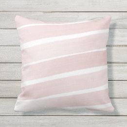 Modern Light Pink and White Soft Stripes Outdoor Pillow
