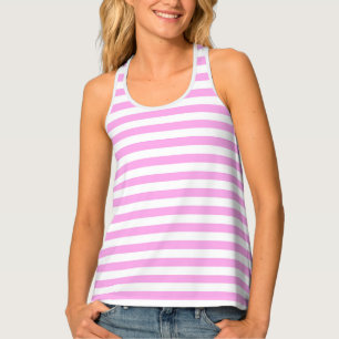 Modern Light Pink and White Stripes Pattern Tank Top