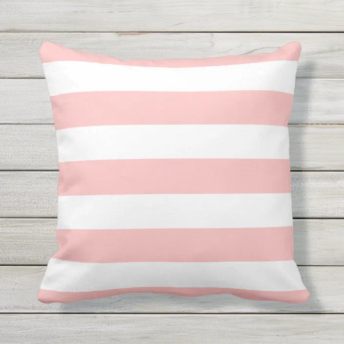Modern Light Pink And White Stripes, Light Pink Outdoor Throw Pillows