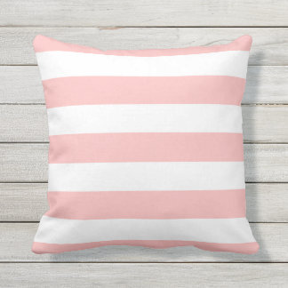 Modern Light Pink and White Stripes Throw Pillow