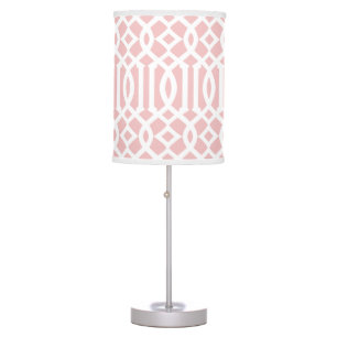 Modern Light Pink and White Trellis Table Lamp
