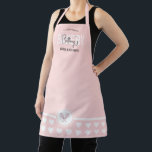 Modern Light Pink Elegant Name Baker Chef Catering Apron<br><div class="desc">Create elegant aprons for your baking business with this modern blush pink and white chef apron. This fully editable catering apron design features stylish script fonts, space for your name or logo. The bottom of the apron features a subtle light white heart pattern with bakery whisks. Perfect to make custom...</div>