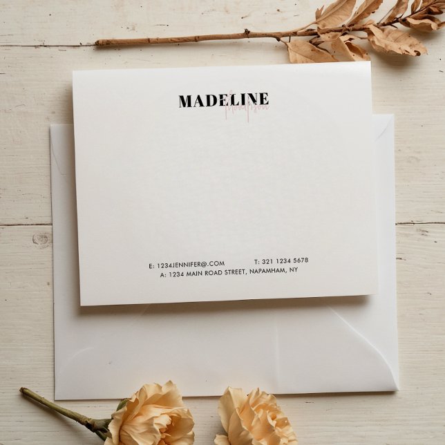 Modern Light Pink Girly Business Note Card (Creator Uploaded)