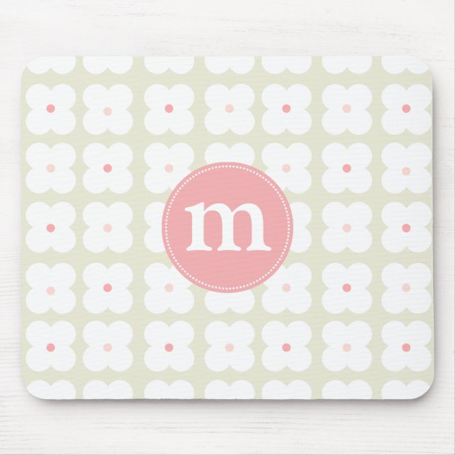 Modern Light Pink & Grey Cute Personalized Mouse Pad (Front)