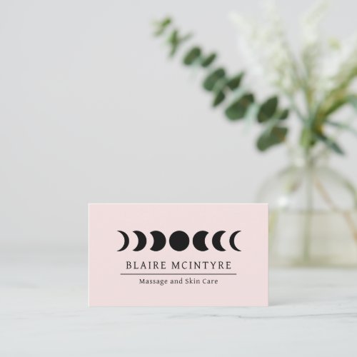 Modern Light Pink Moon Phases Elegant Business Card