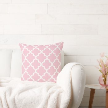 Modern Light Pink Moroccan Quatrefoil Pattern Throw Pillow by plushpillows at Zazzle