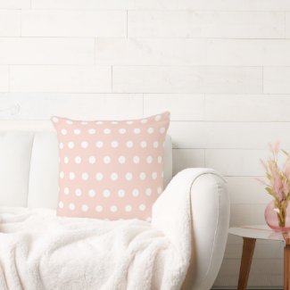 Modern Light Pink Polka Dots Pattern Throw Pillow