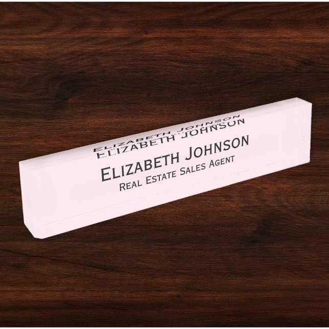 Modern Light Pink Professional Business Executive Desk Name Plate (Modern Light Pink Professional Business Executive Desk Name Plate)