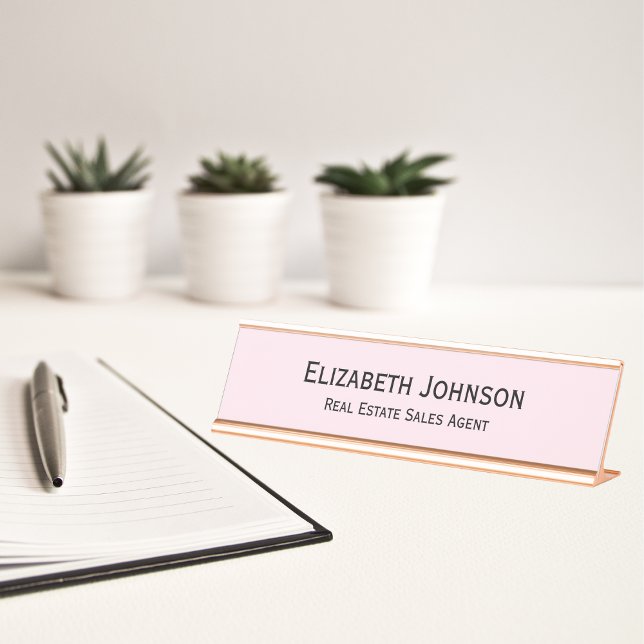 Modern Light Pink Professional Business Office Desk Name Plate (Modern Light Pink Professional Business Office Desk Name Plate)