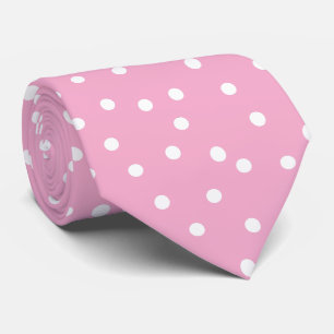 modern light Pink White Polka Dots Groom Gift Neck Tie