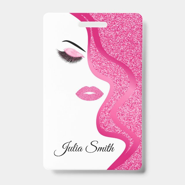 Modern Light Pink with Glitter Effect Badge (Front)