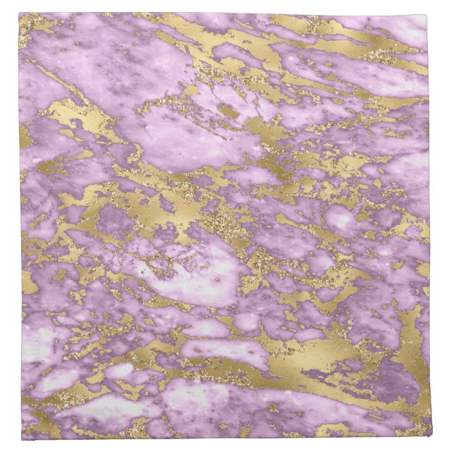Modern Light Purple and Gold Marble Pattern Cloth Napkin (Front)