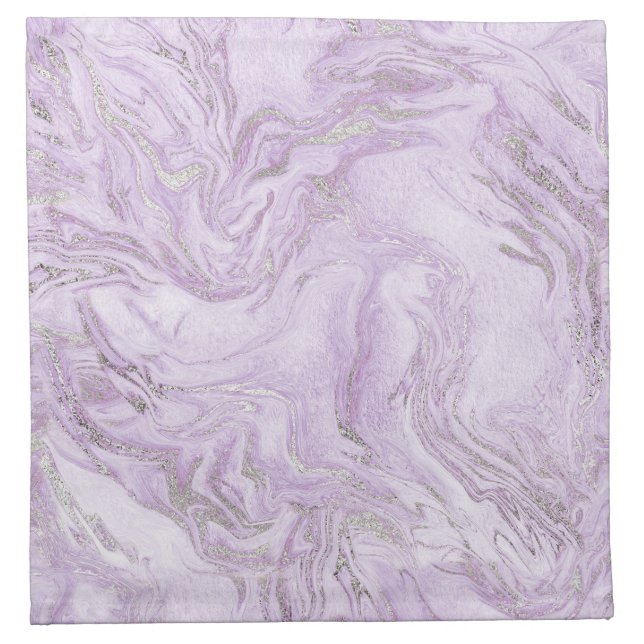 Modern Light Purple and Silver Marble Pattern Cloth Napkin (Front)