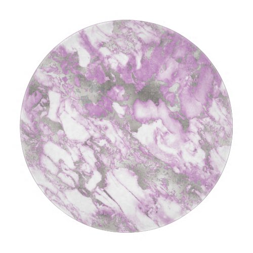 Modern Light Purple and Silver Marble Pattern Cutting Board