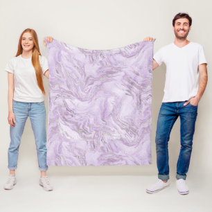 Modern Light Purple and Silver Marble Pattern Fleece Blanket