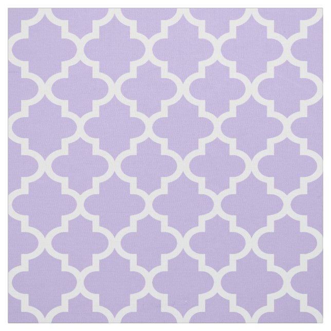 Modern Light Purple and White Quatrefoil Pattern Fabric (Swatch)