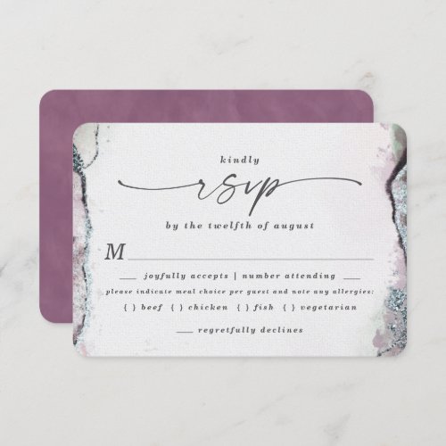 Modern Light Purple Wedding Meal Choice RSVP Card