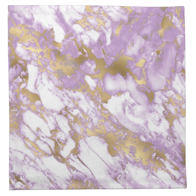 Modern Light Purple, White and Gold Marble Cloth Napkin (Front)